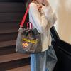Borsa con Ricamo di Lettere, Borsa a Shopper Casual, Texture alla Moda, Borsa a Tracolla Stilosa