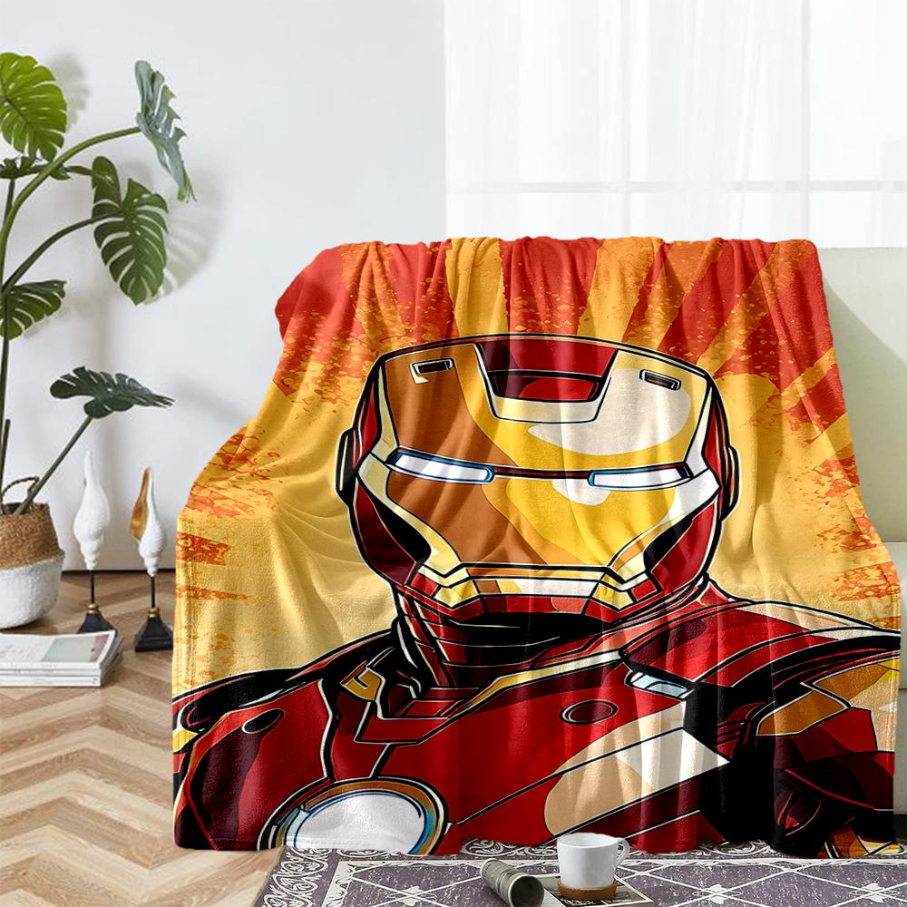 Iron Man Theme Printed Blanket - Perfect for Couch, Bed, Travel & Outdoor Use | Machine Washable, Cozy & Durable.