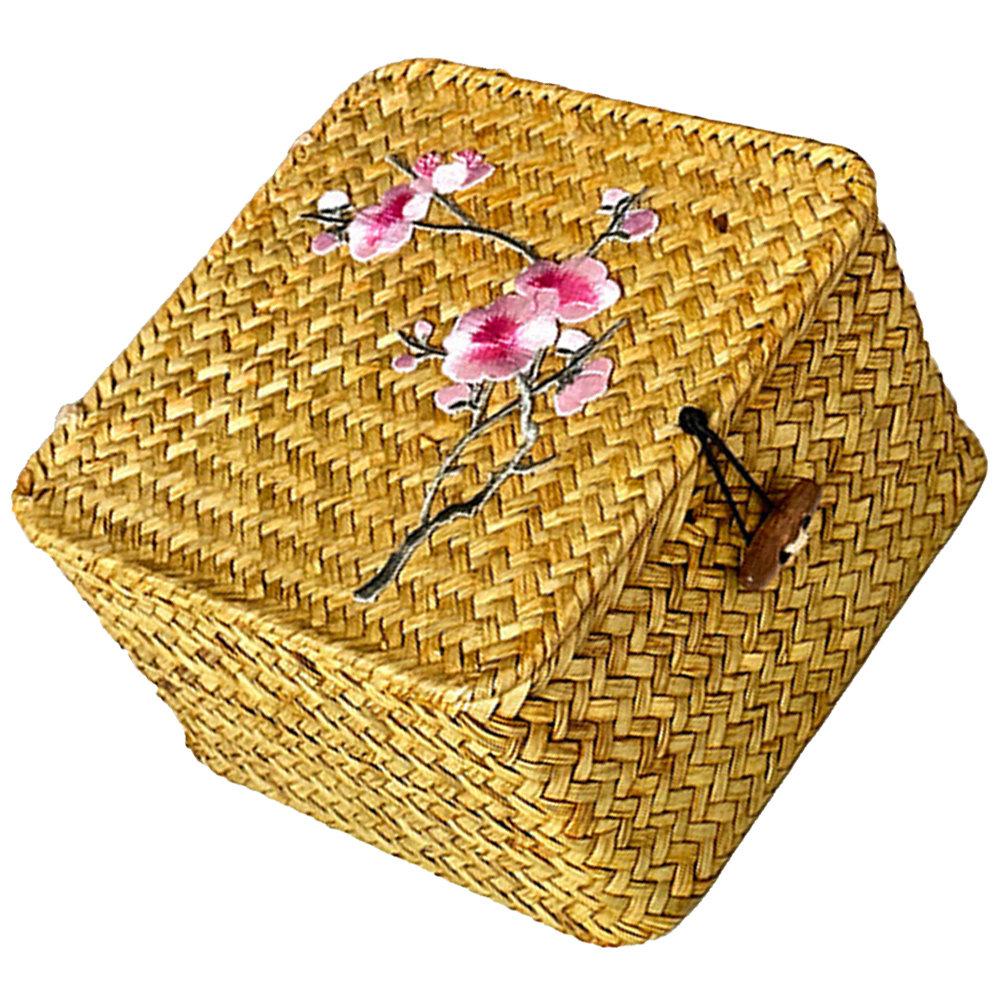 Woven Storage Basket Handwoven Natural Wicker Sundries Organizer for Kitchen Living Room Home Decor Fruit Candy Tea Eggs Storage