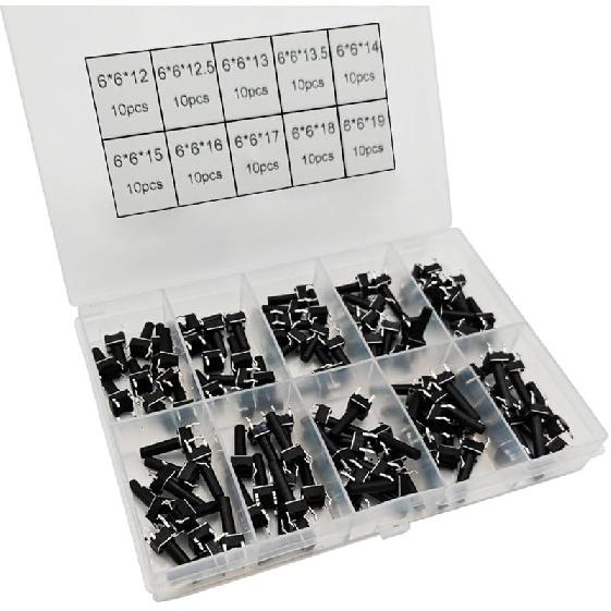 84Pcs 6×6×8mm Momentary Tactile Tact Push Button Switch with Button Caps of 7 Color,Each Color 12pcs(Black,Red,Blue,Yellow,White, Green,Gray) for
