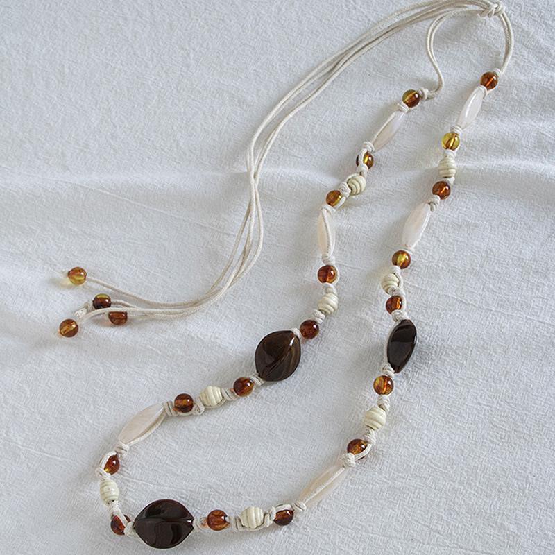 Blue Brown Bead Thin Waist Belt For Women Bohemian Ethnic Style Woven Waistband Ropes Dress Decorative Straps Summer Accessory
