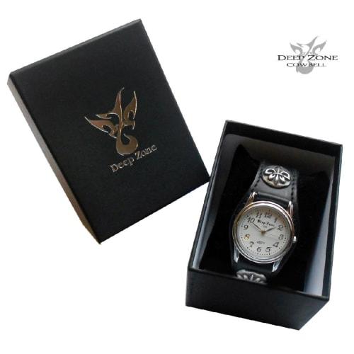 Men's Leather Bracelet Watch with Lily Concho and Black Face