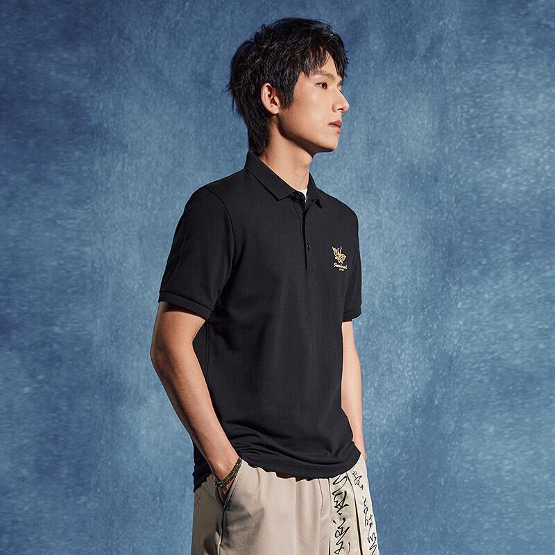 Septwolves Men s Miao Embroidery Butterfly Mother Short-Sleeve Polo Shirt L