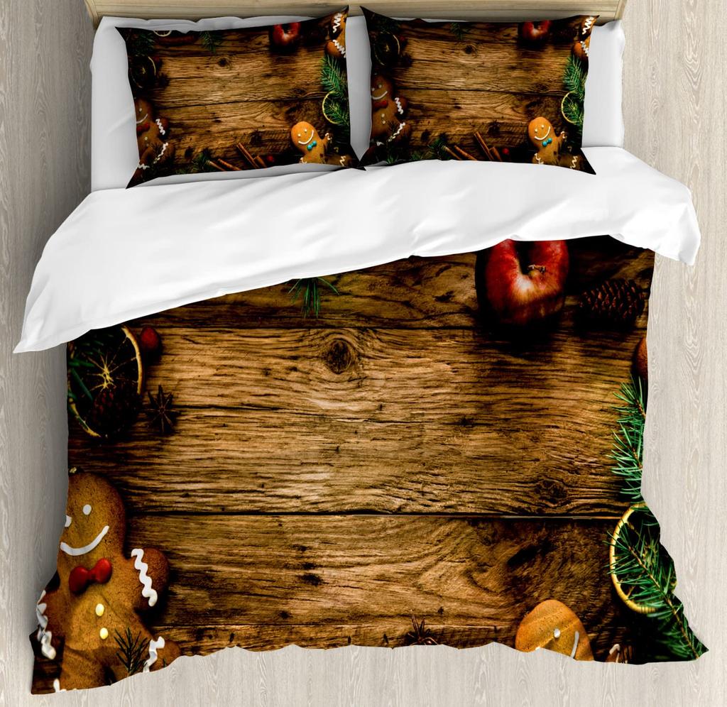 Gingerbread Duvet Cover Sets for Kids Queen Quilt Covers Lightweight Down Bedroom Decor 2 Pillowcases 1 Duvet Cover No Comforter