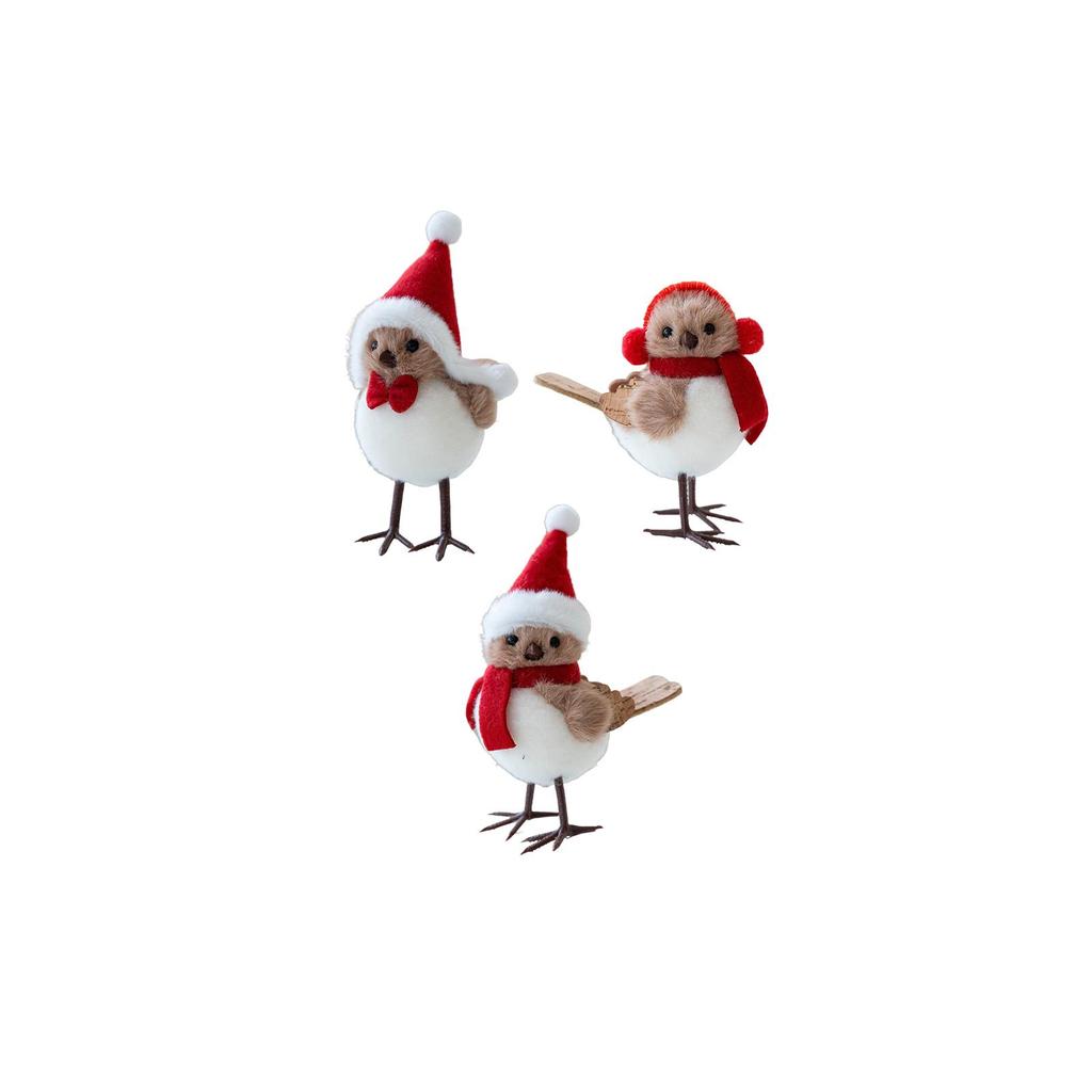 Christmas Table Decorations Bird Figurine Plush Doll Cute Ornamental Bird for Home Holiday Winter Party Decor