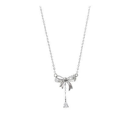 Bow tassel pendant necklace women's new accessories light luxury niche high-end birthday gift collarbone chain