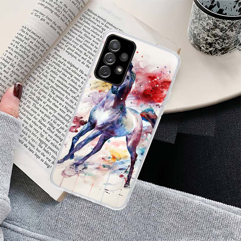 Animal Oil Painting Cute Horse Phone Case for Samsung Galaxy A17 A16 A15 A14 A13 A57 A56 A55 A54 A53 A37 A36 A35 A34 A33 A26 A25