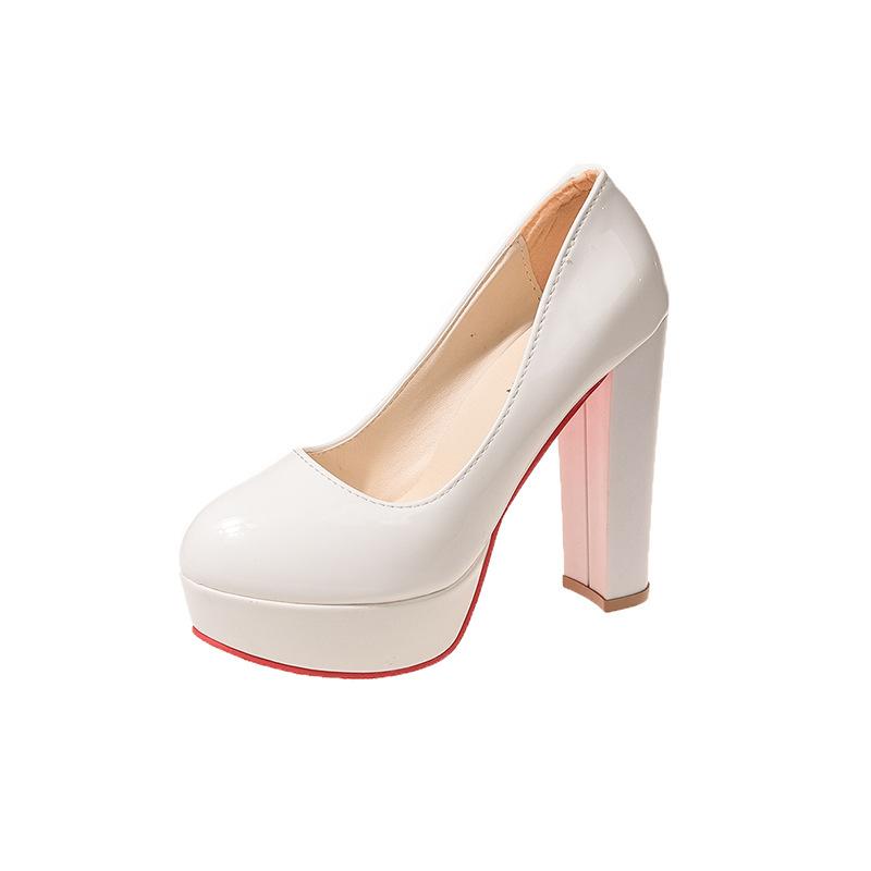 Large size super high heel women's shoes new hate sky high shallow mouth pointed single shoes formal wear professional waterproof table high heels