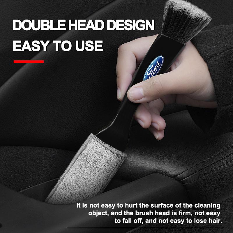 Car Clean Double Head Brush Car Brushes Detailing Interior Soft Detailing Brush Car Interior Accessories For Ford Fiesta MK4 MK5 MK6 MK7