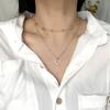 Heart Frame Pendant Necklace Trendy Accessory Alloy Texture Double Layer Chain Jewelry for Casual and Special Occasion