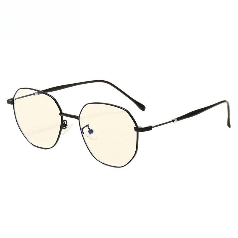 New Simple Polygonal Anti-blue Glasses Frame, Students Can Be Equipped with Degree Myopia Glasses, Plain Metal Flat Glasses