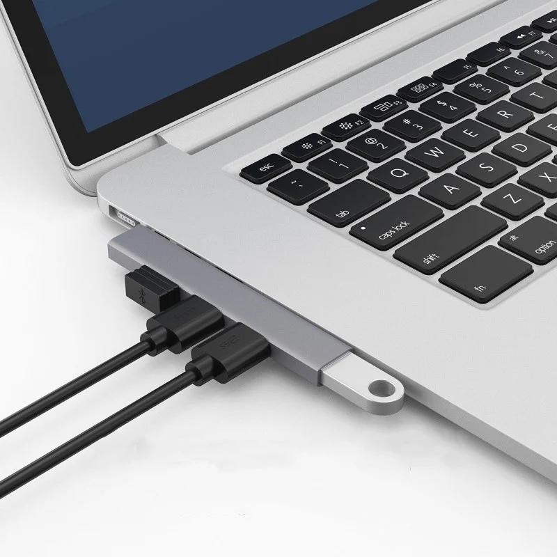 Estación de acoplamiento USB-C 4 en 1 para portátil, aleación de aluminio, disipación rápida del calor, concentrador USB-C, accesorios para portátil