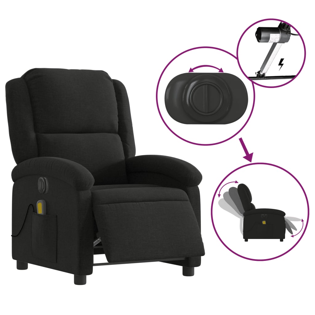 Vidaxl Foldable Massage Armchair, Electric, Black, Fabric