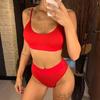 Sexy weiblicher Badeanzug mit hoher Taille, Bikini, Damen-Bademode, zweiteiliges Bikini-Set, gerippter Badeanzug
