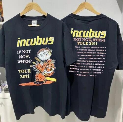 Incubus Band Shirt Incubus Tour 2011 2 Side Black Unisex Tshirt Reprint Unisex T-Shirt M