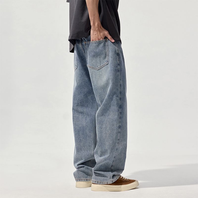 

New Spring and Summer Loose American High Street Trousers Straight Wide-leg Jeans 28