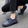 Summer Slip-on Lofter Men's Leather Hole Shoes Men's Driving Casual Leather Shoes Breathable Peas Board Shoes Fashion