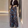 2026 Womens Printed Shirt Wide Leg Pants Set Casual Office Outfit