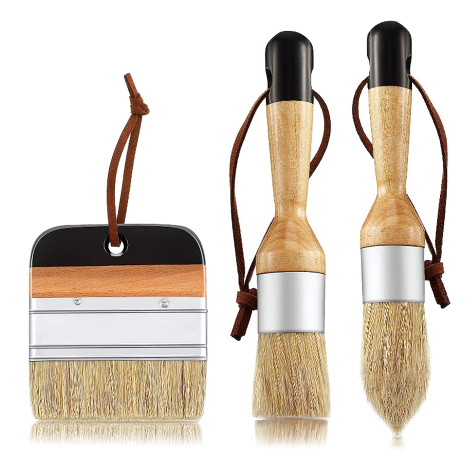 

Набор из 3 круглых кистей из свиной шерсти, натуральная щетина для стен, шкафов и ограждений, мягкие кисти из свиной шерсти для художественной росписи A