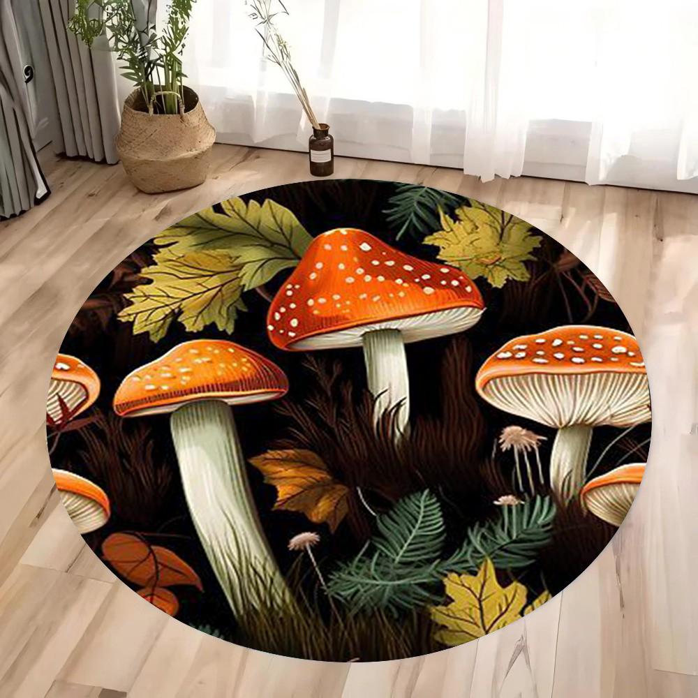 Enchanted Mushroom Kingdom Rug Colorful Round Forest Floor Mat Living Room Decor Bedroom Carpet Inspired By The Magical Forest