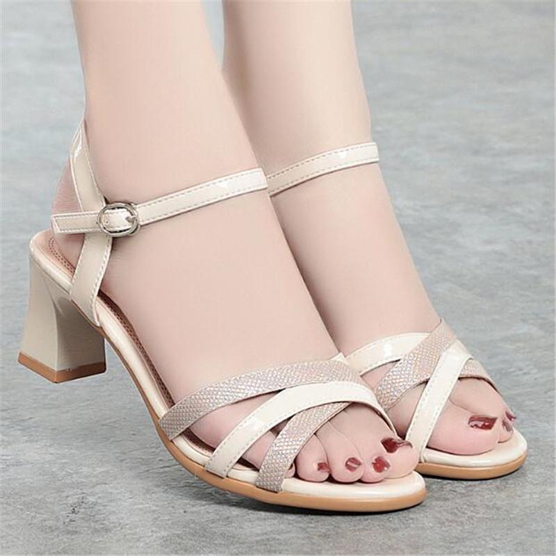 2024 New Women Sandals Waterproof Platform Word Buckle High Heels Summer New Fish Mouth Sexy Sandals Ladies Shoes Gold