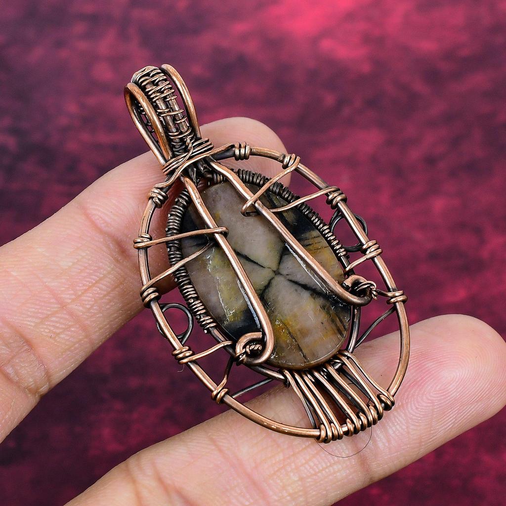Tree Of Life Chiastolite Pendant Copper Wire Wrap Gemstone Jewelry Gifts For Her