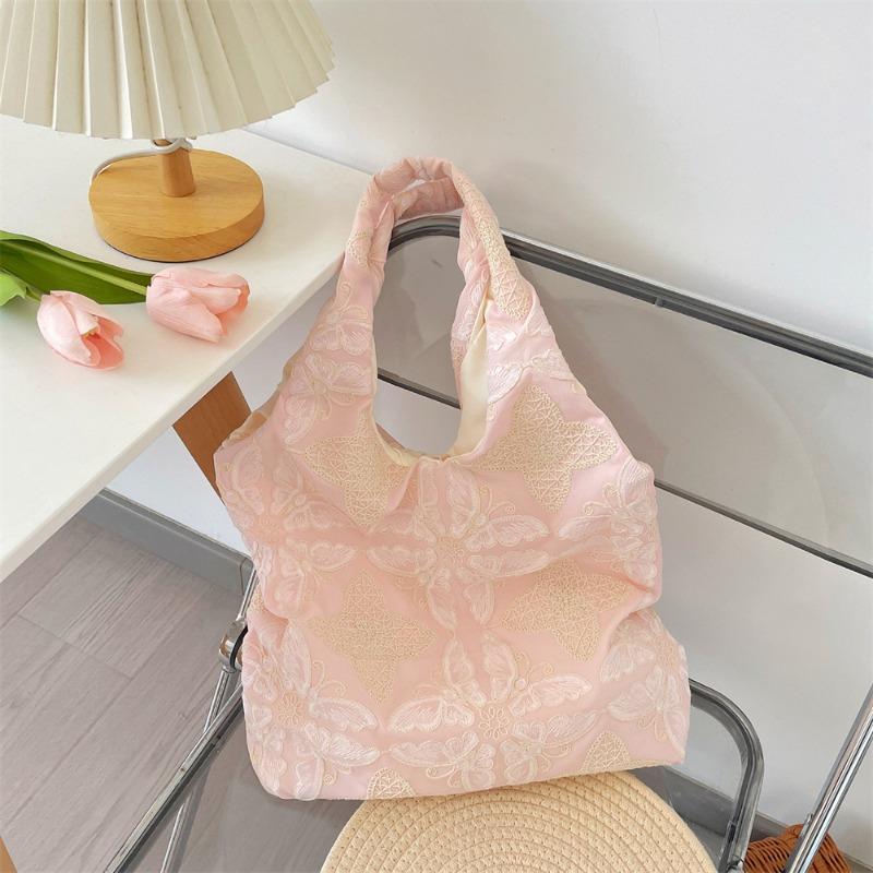 11 Bags Women's Flower Embroidery Lace Tote Bag Simple Versatile Vest Bag Commuter Shoulder Bag
