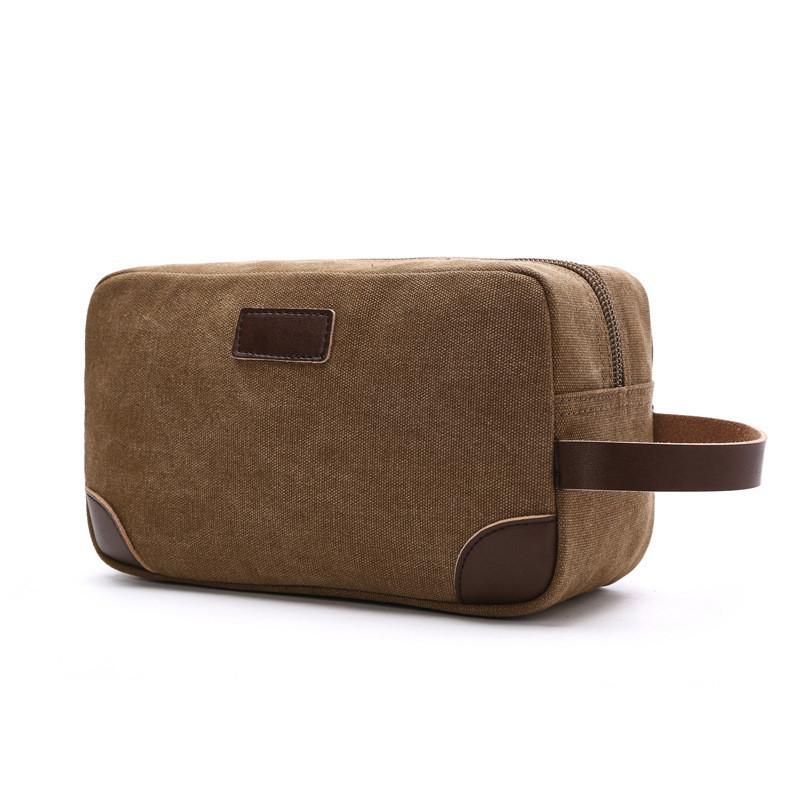 Korean Style Thick Casual Canvas Bag Solid Color Portable Coin Purse Unisex Storage Bag Makeup Bag
