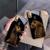 Leopard Background Black For Samsung A 31 32 A33 A34 35 14 A15 13 16 25 26 50 52 53 54 55 56 70 71 72 73 Golden Glass Phone Case