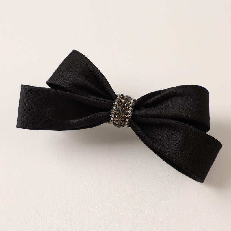 Lenian Velvet Black Ribbon Updo with Half-Up Hairpin A287