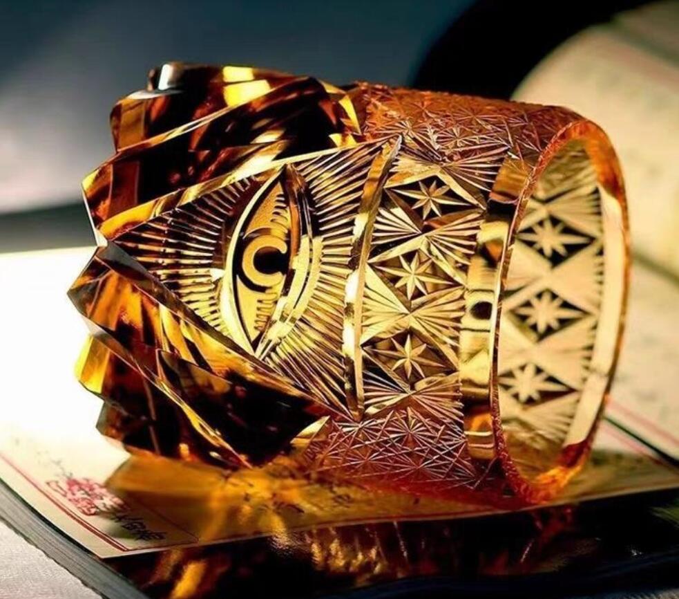 Oko Boga Edo Kiriko Kieliszek do Wina Ręcznie Cięty Bursztynowy Kryształ Szklanka do Whiskey Symbol Mocy High End Brandy Snifter Szklanka Rockowa Dla Szefa