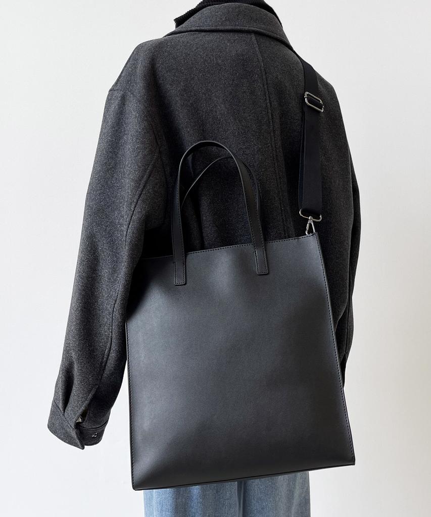 Bymoss Leather Modern Tote Bag [Black]