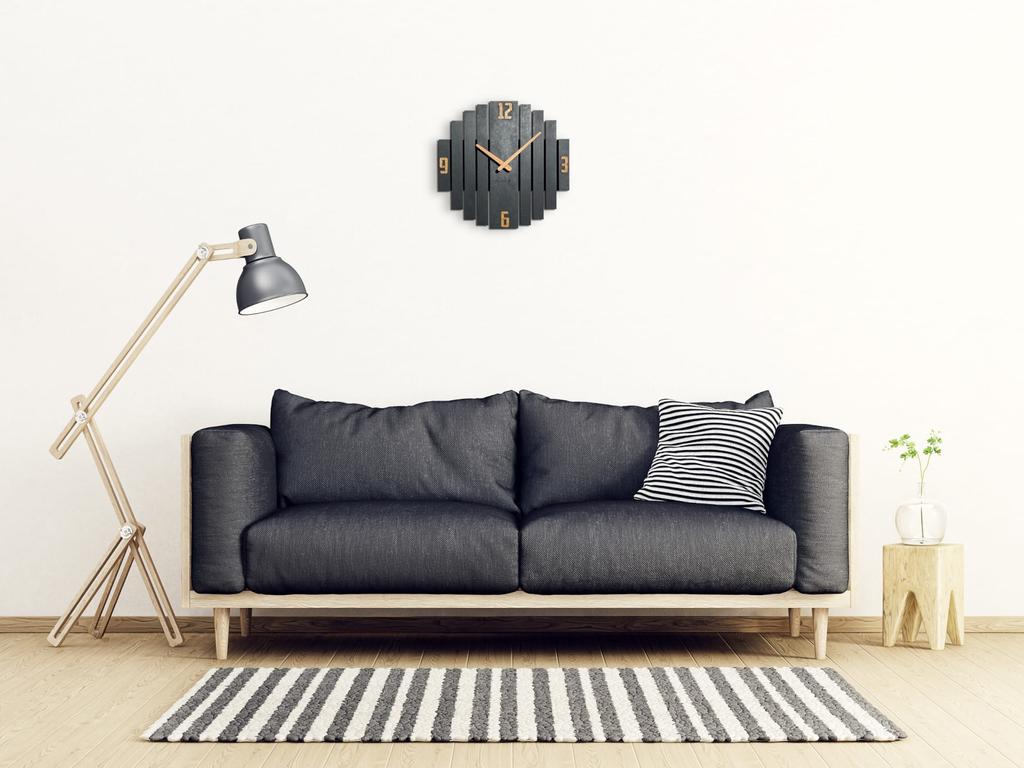 Wooden Wall Clock Symetria 30cm Black