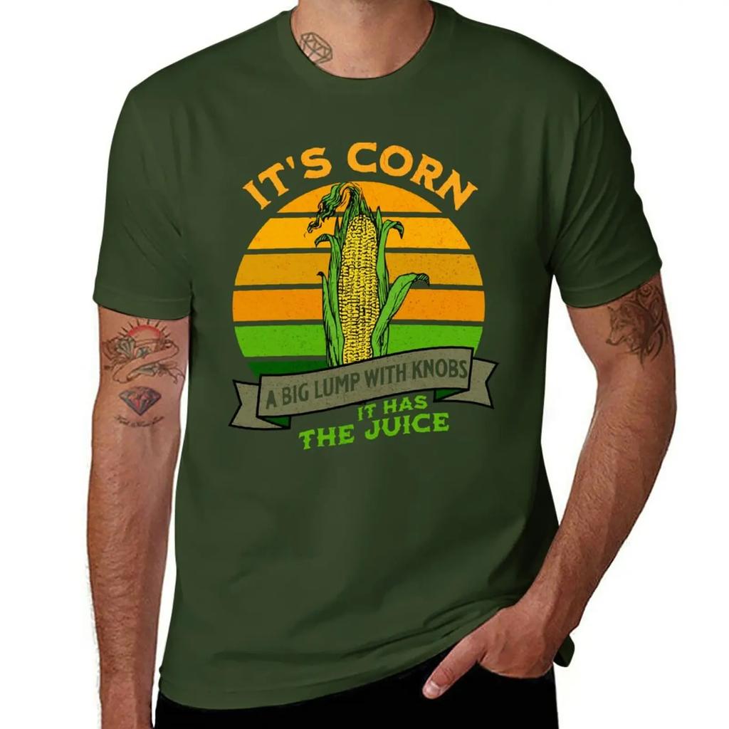 Funny Corn - Retro Vintage It Has The Juice It’s Corn T-Shirt Vintage Clothes Blacks Slim Fit T Shirts for Men