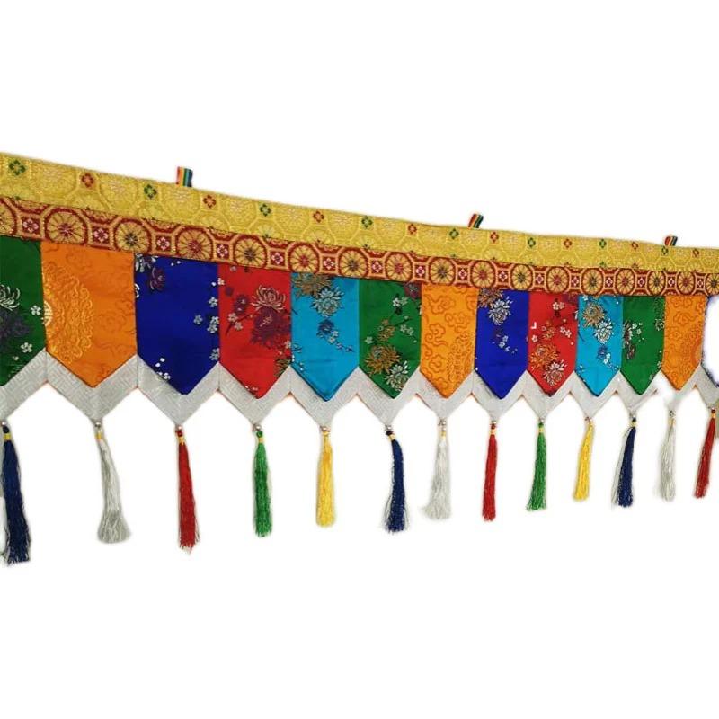 Tibetan Style Chinese Style Wall Hanging Banner Brocade Floral Tassel Buddhist Hall Decor Tablecloth Household Temple Worship