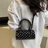 Korean Style Polka Dot Purse Mini Barrel Crossbody Bag for Women Top Handle Handbag for Daily Outings