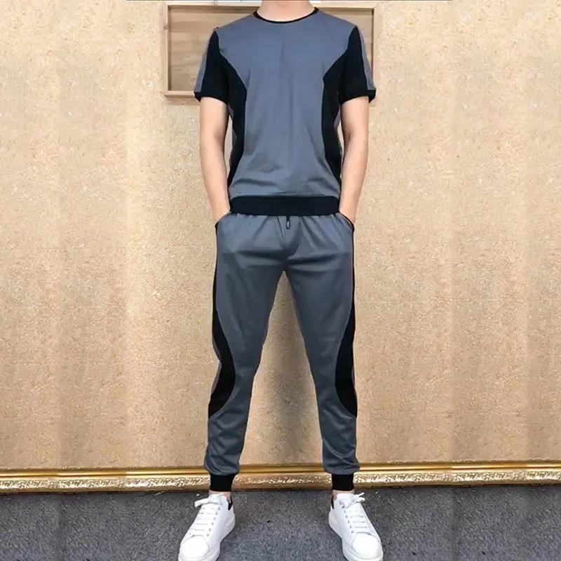 Icy Men's Classic Two-Piece Sportswear Set - Summer Casual Nine-Point Elastic Pants