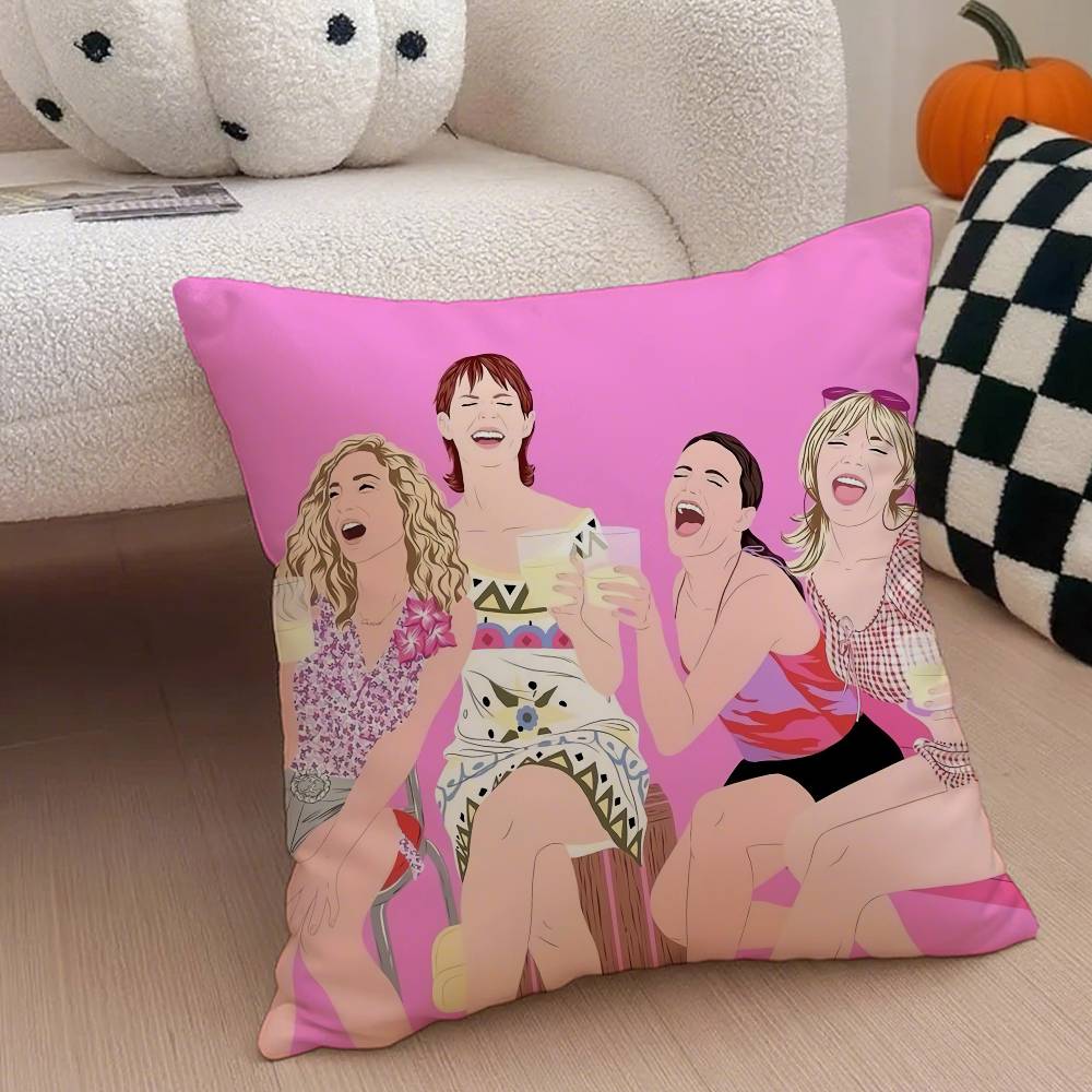 S-Sex And The City Tv Pillow Case Anti-Dustmite Pillowcase Invisible Zipper Silky Short Plush Sofa Cushion Cover