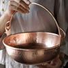 Vintage Copper Hanging Pot,Outdoor Camping Thickened Pot Cooking Utensil Simmering Pasta Stewing,Handcrafted Hammer Texture Pot