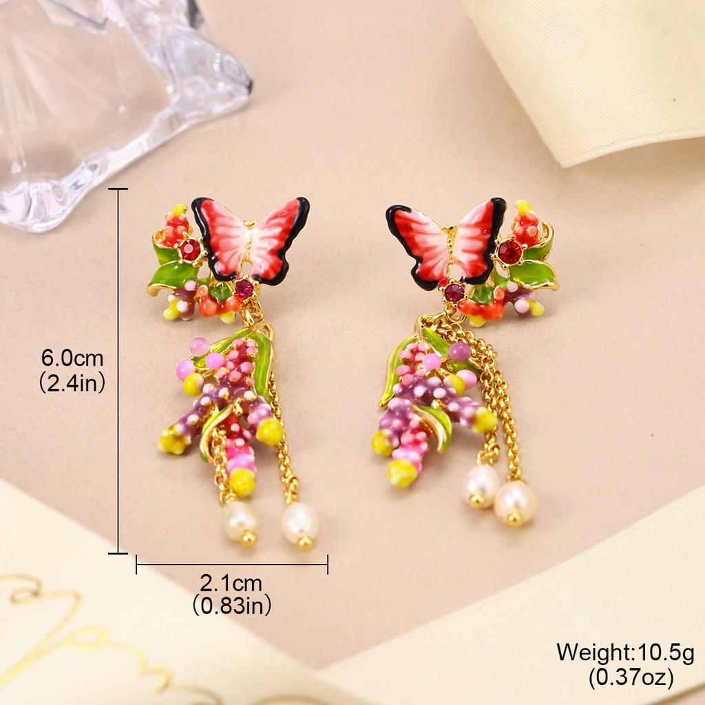 Gradual Change Mori Spring and Summer New Silver Needle Pearl Flower Earrings New Earrings Color Retention Earrings