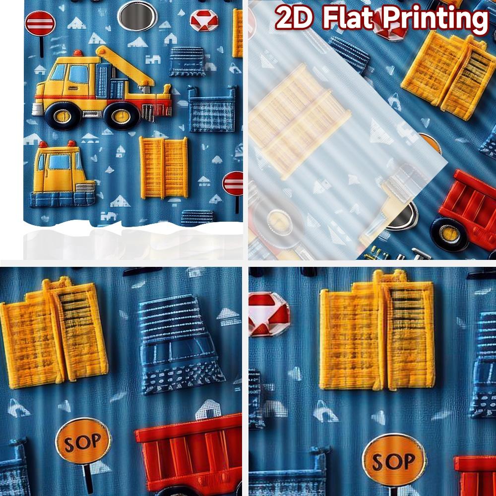 2D flat Photography Backdrop Party Backdrop Colorful Construction Vehicles 100% Polyester Birthday Party Use for Bedroom