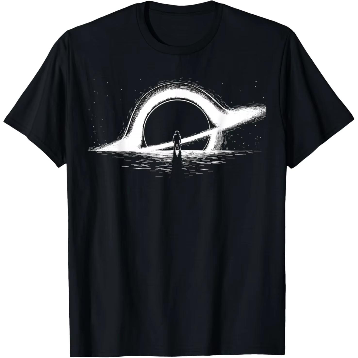 Funny Black Hole Physics Astronaut T Shirts Unisex Humor Science Space Universe Star Tee Short Sleeve Unisex Loose Clothing S
