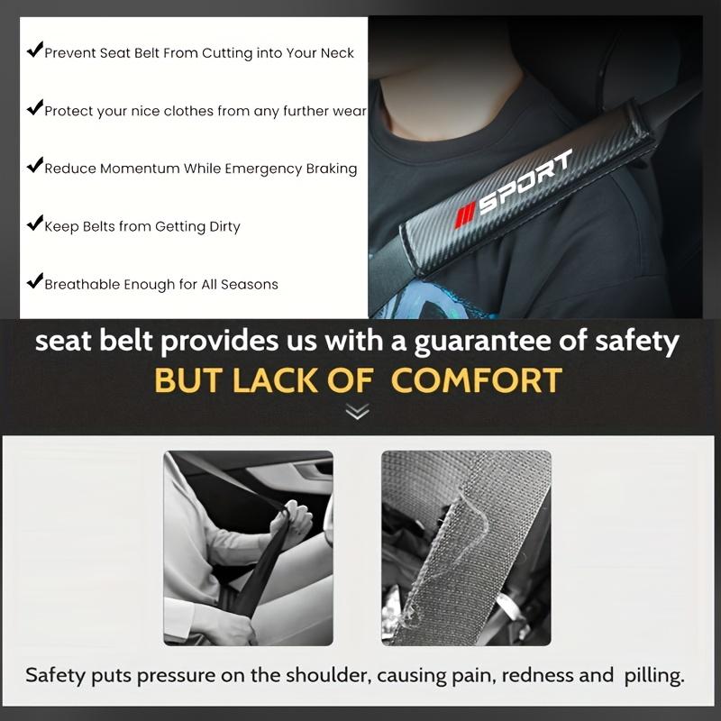 Carbon Fiber Texture Car Seat Belt Shoulder Pad Covers, Stylish Sport Design Universal Seat Belt Pads for All Seasons