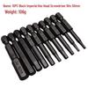 10-Piece 50mm Imperial Hex S2 Steel Magnetic Screwdriver Bits