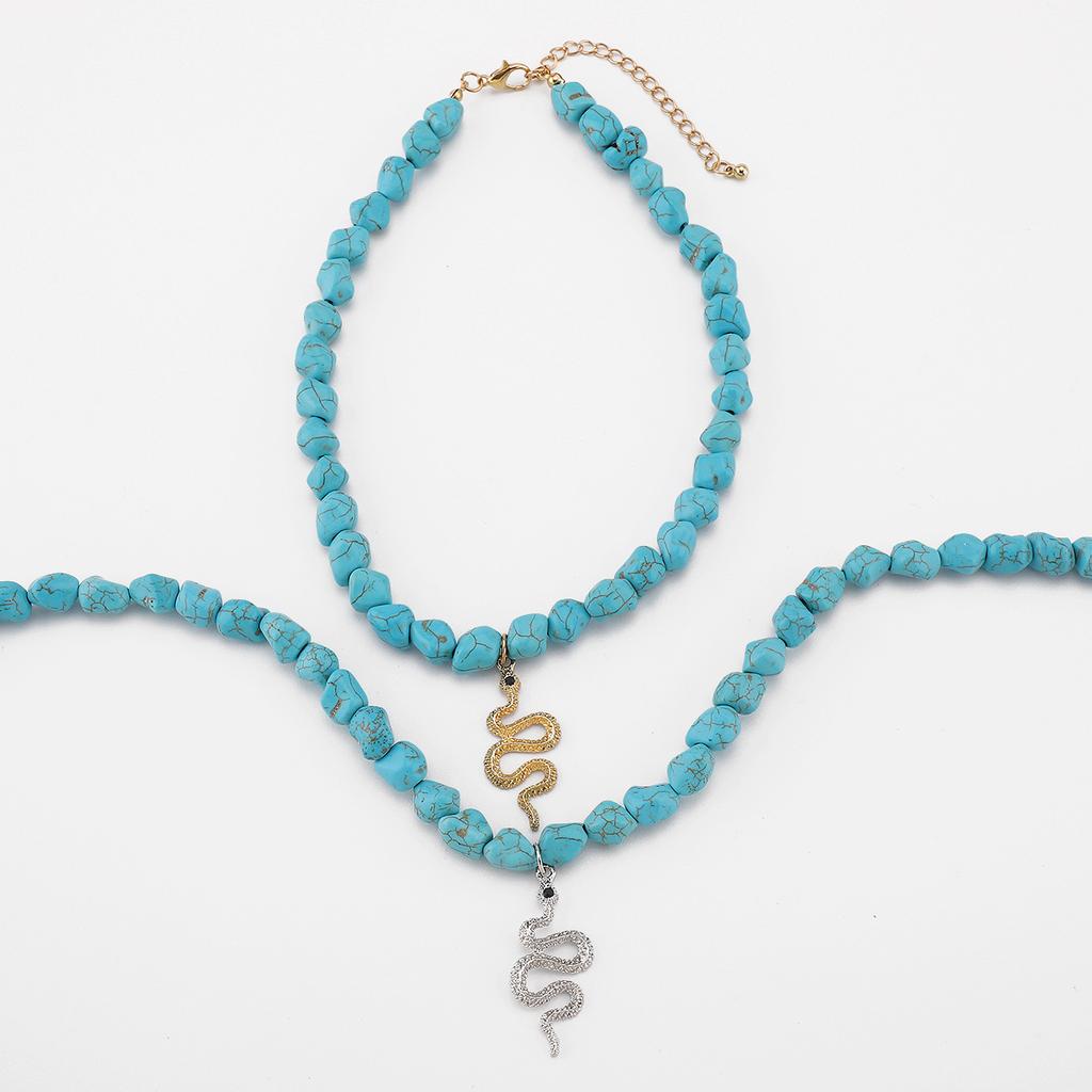 Bohemian Style Evil Eye Turquoise Necklace Irregular Beaded Choker Western Fashion Jewelry For Women Trendy Accessory