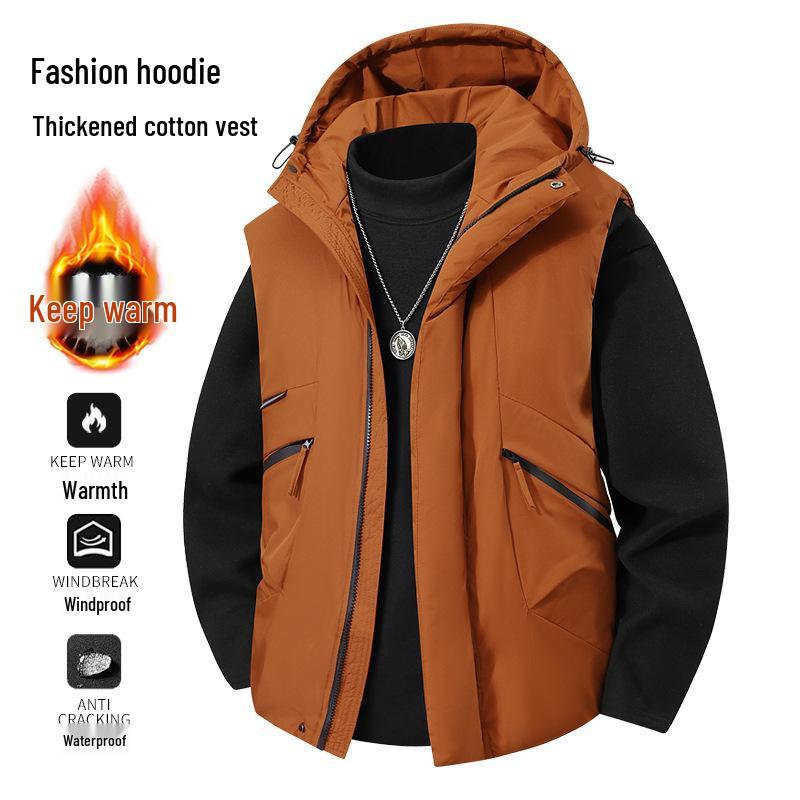 

Men s Winter Hooded Cotton Vest - Versatile, Windproof, Casual & Trendy Workwear XXXXL