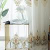 European-Style Vintage Luxury Sheer Embroidered Curtains, Featuring A Top Rod Pocket for Hanging, Suitable for Living Rooms, Dining Rooms