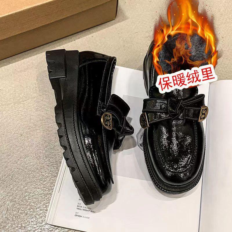French small fragrant style loafer single shoes women's 2025 spring and autumn new thick-soled British style jk small leather shoes black women's shoe