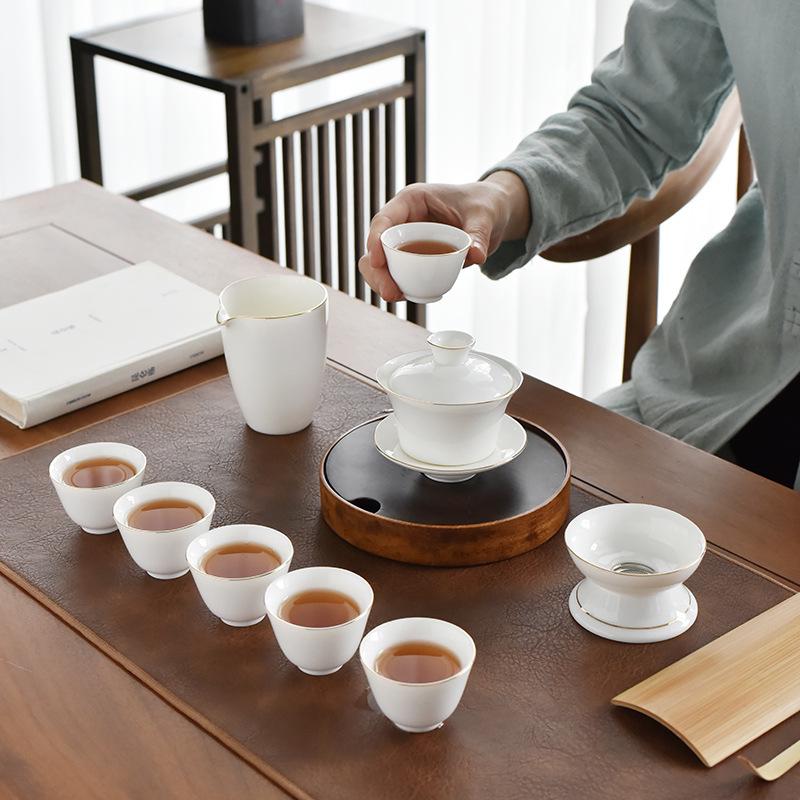 Lamb Fat White Porcelain Gongfu Tea Set - Customizable Tea Cups & Business Gift