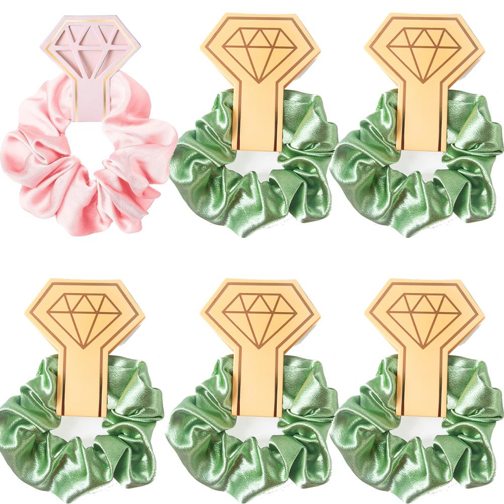 6pcs Satin Scrunchies Girls Elastic Hair Band Ponytail Holder Ties Rubber Bands Bride Bridesmaid Accessories Wedding Supplies